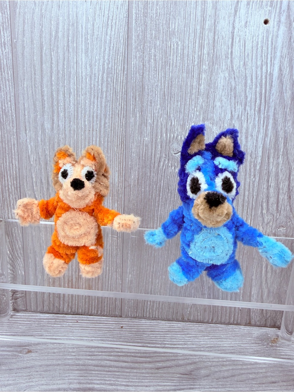 3 hand made pipe cleaner bingo and bluey toys / dolls doll house figurines
